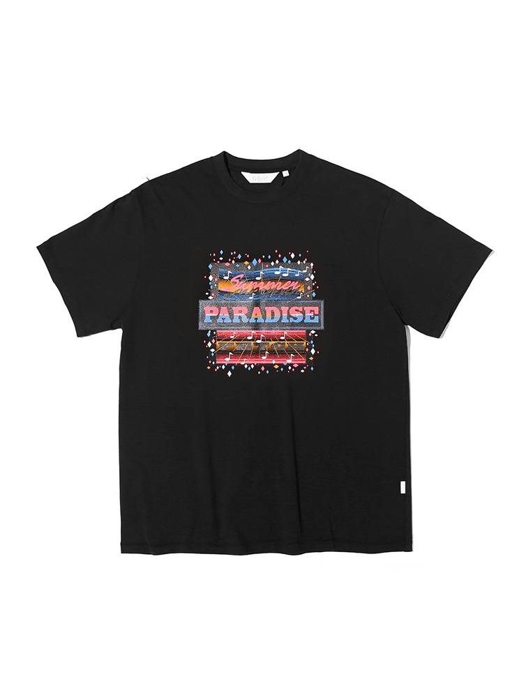 페치선데이 FETCH SUNDAY 파라다이스 티셔츠(20수), 블랙