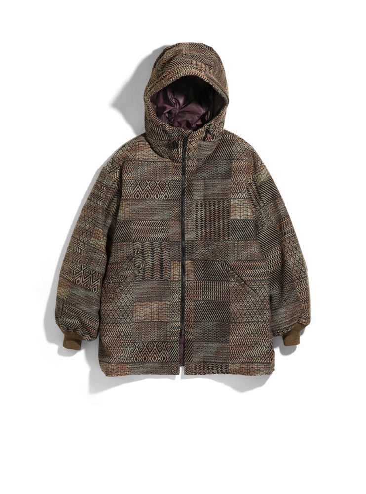 NEEDLES - Hooded Down Sur Coat &quot;W/N Multi Pattern Jq(Brown)&quot;