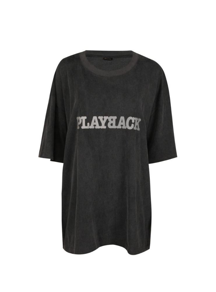 PLAY BACK 플레이백 보이핏 티셔츠, 피그먼트 그레이